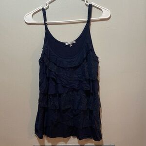Charlotte Russe Ruffled Blue Dressy Tank Top